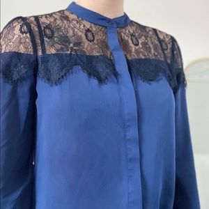 Navy and Black lace Lauren Conrad blouse